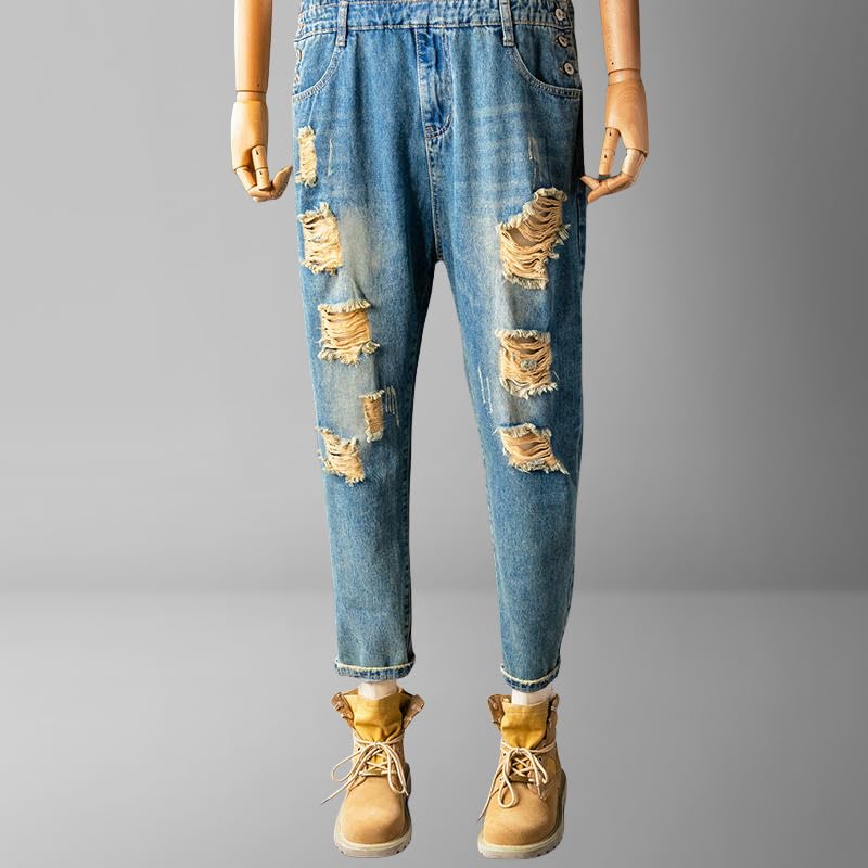 Combinaison en denim de travail ample et résistante style hip-hop rétro homme