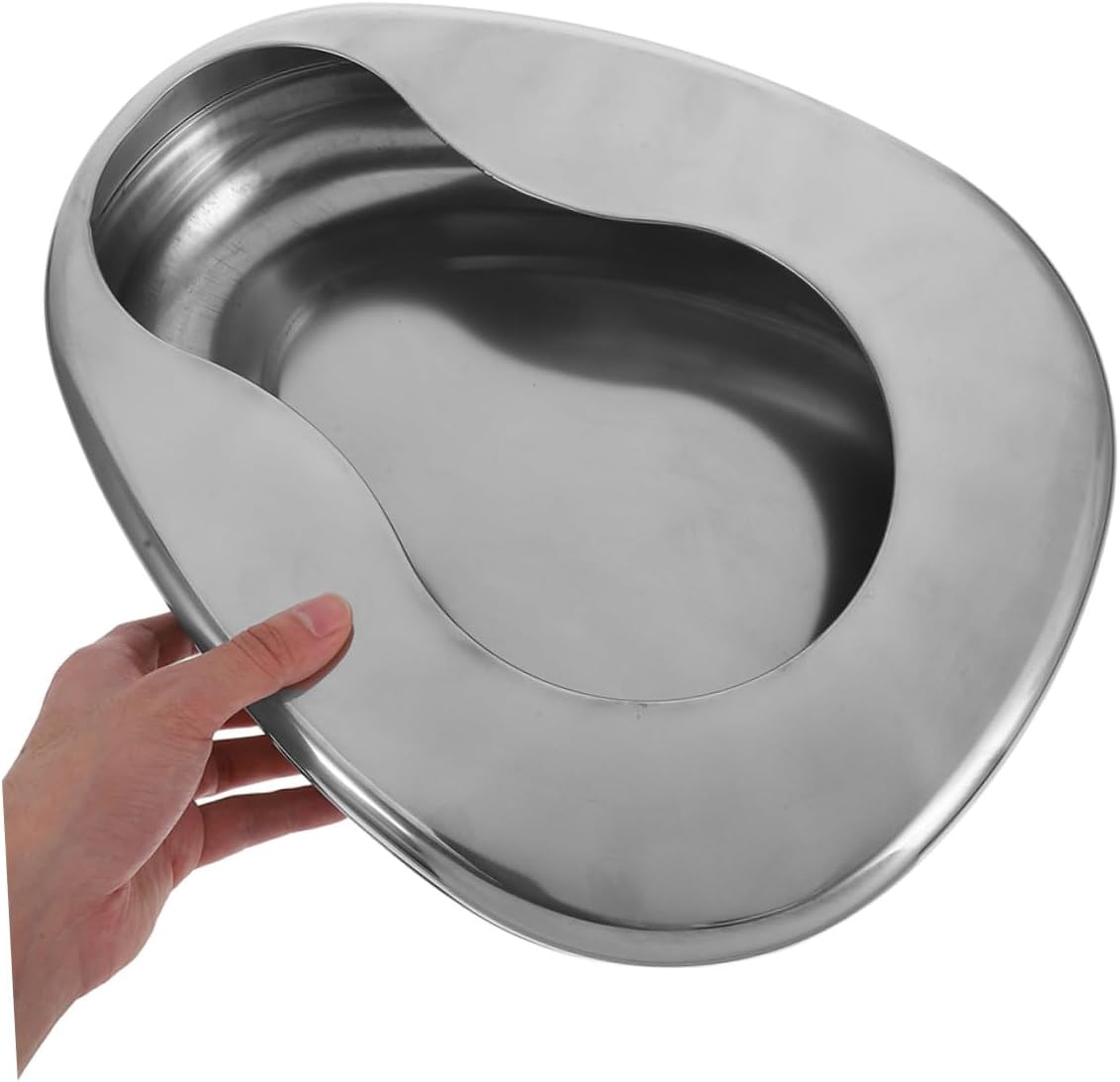 Stainless Steel Bed Pans 2pcs for Elderly Men and Women, Heavy Duty Portable Metal Bedpan for Bedridden Patients, Home and Nighttime Care Bathroom Aid