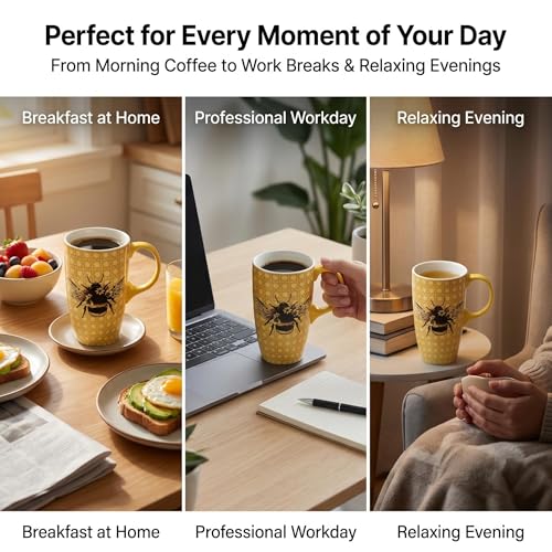Taza de viaje cerámica DUSVALLY con diseño abeja 17oz miniatura 3