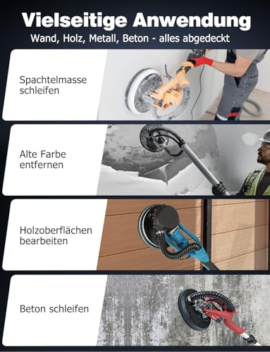 BESPOTCL 15 Stück Schleifgitter Ø 225mm Klett K80 K100 K120 Schleifscheiben Set für Deckenschleifer Trockenbauschleifer Langhalsschleifer