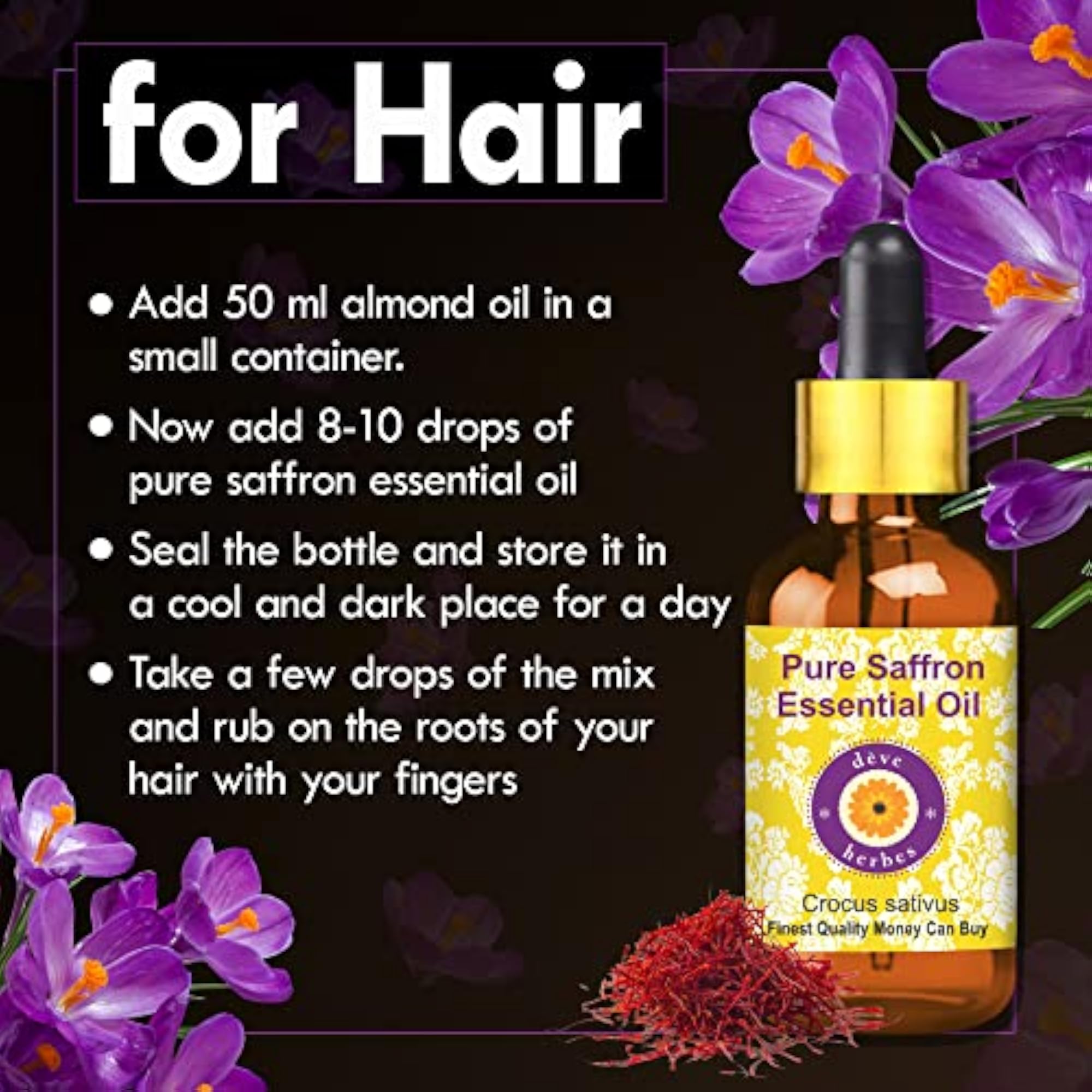 Deve Herbes Pure Saffron Essential Oil with Dropper