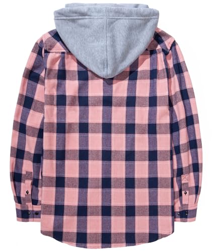Image of SCODI Mens Flannel Hoodie Shirt Casual Button Down Plaid Long Sleeve Shirts