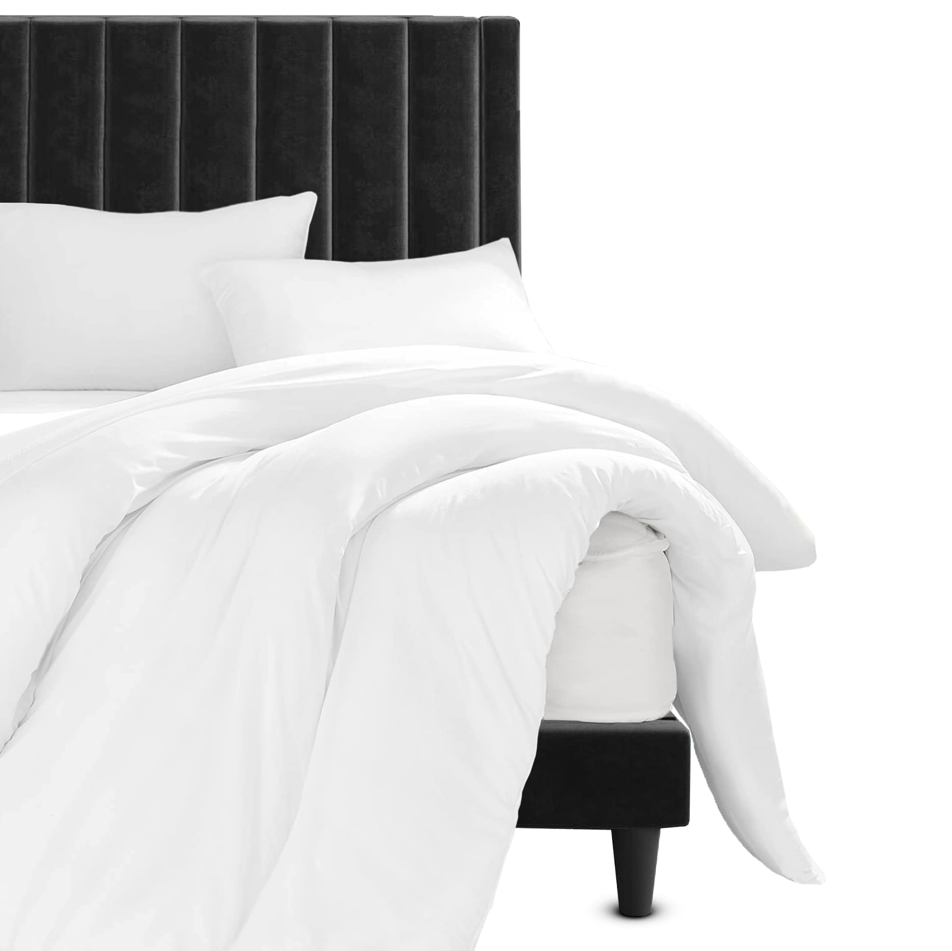 Crescent Collection 300 Thread Count 100% Pure Egyptian Cotton Duvet Cover With Pillowcase Bedding Set (White, Single: 135x200cm) - Image 4