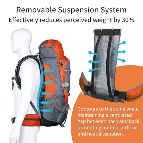Mochila de senderismo 80L impermeable y liviana miniatura 4