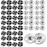 TIESOME 100 Stück Druckknöpfe Zum Annähen, 10mm Druckknöpfe Metall Schwarz & Silber, Druckknopf Set für Kleidung, Handtaschen & DIY Nähprojekte
