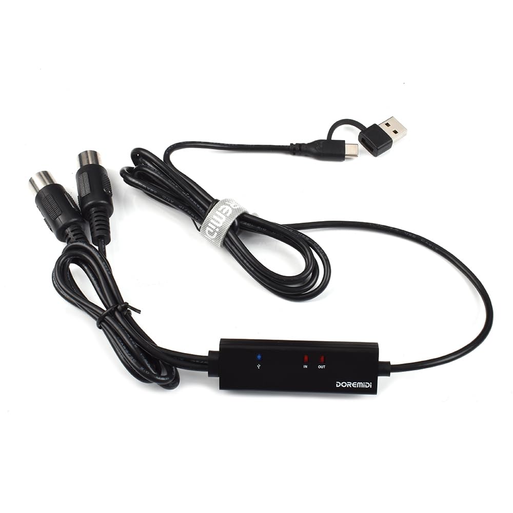 kabel MIDI do USB-C/kabel USB-A interfejs kabla USB MIDI 5-stykowy konwerter linii MIDI do USB kabel USB MIDI konwerter do adaptera klawiatury muzycznej (MTU-12)