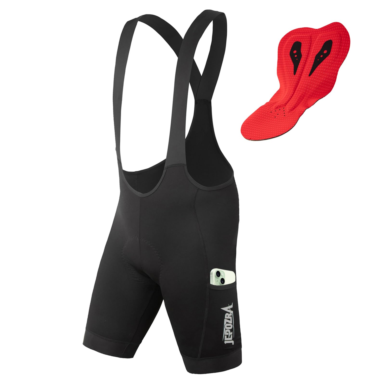 JEPOZRA Men's Cycling Bike Bib Short Bib Shorts Cycle Wear Tights Bike Riding Shorts Breathable(Black,S)