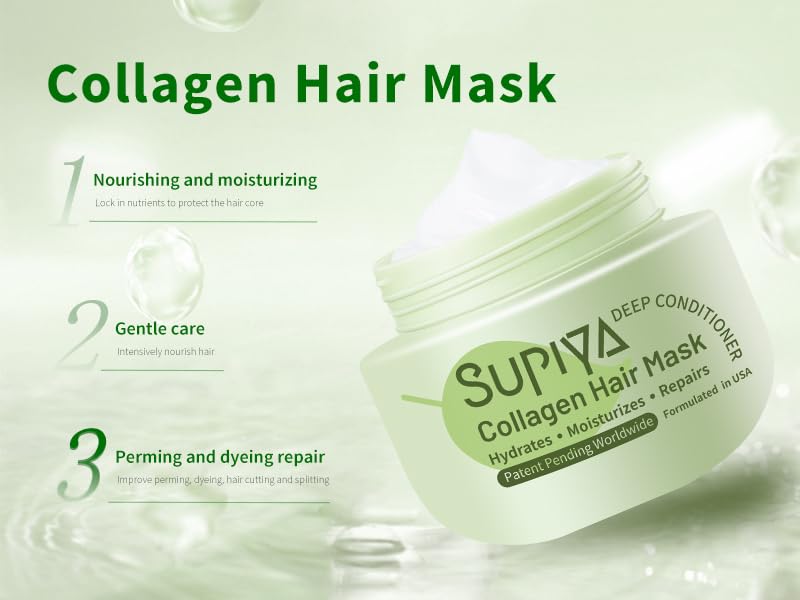 Collagen Hair Mask - Deep Conditioner for Dry, Damaged & Frizzy Hair, With Protein, Deeply Locks in Moisture, Leaving your hair smoother and softer - Image 7
