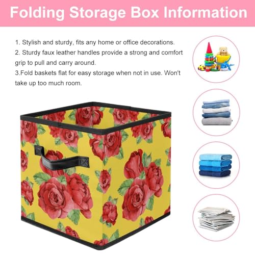 Boîte de rangement pliable cube bac tissu avec poignées maison - 4