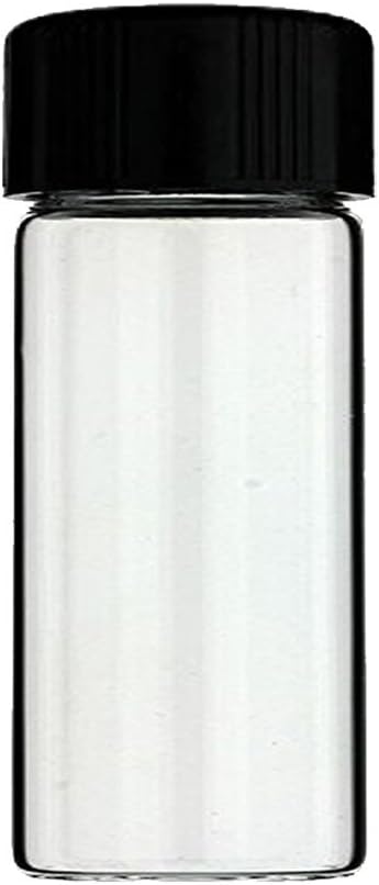 12-Pack of 3 inches, 30 mL, Clear Glass Bottles Storage Container Sample Cosmetic Herb Spice Specimen Vials with Black Phenolic Screw on Caps