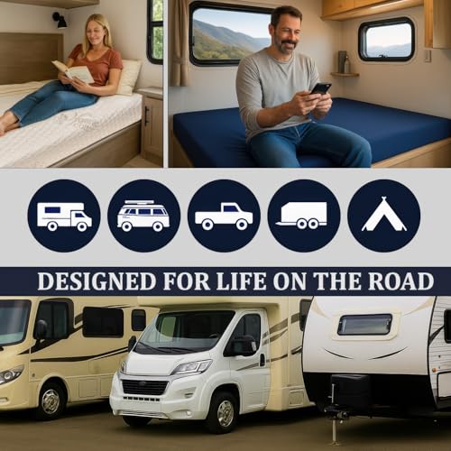 Image of Foamma 4 inch x 48 inch x 75 inch, Firm, Mattress Replacement for RV Bunk, Camper, Truck & Travel Trailer, Back Support, CertiPUR-US Certified, Made in USA, Cover Not Included.