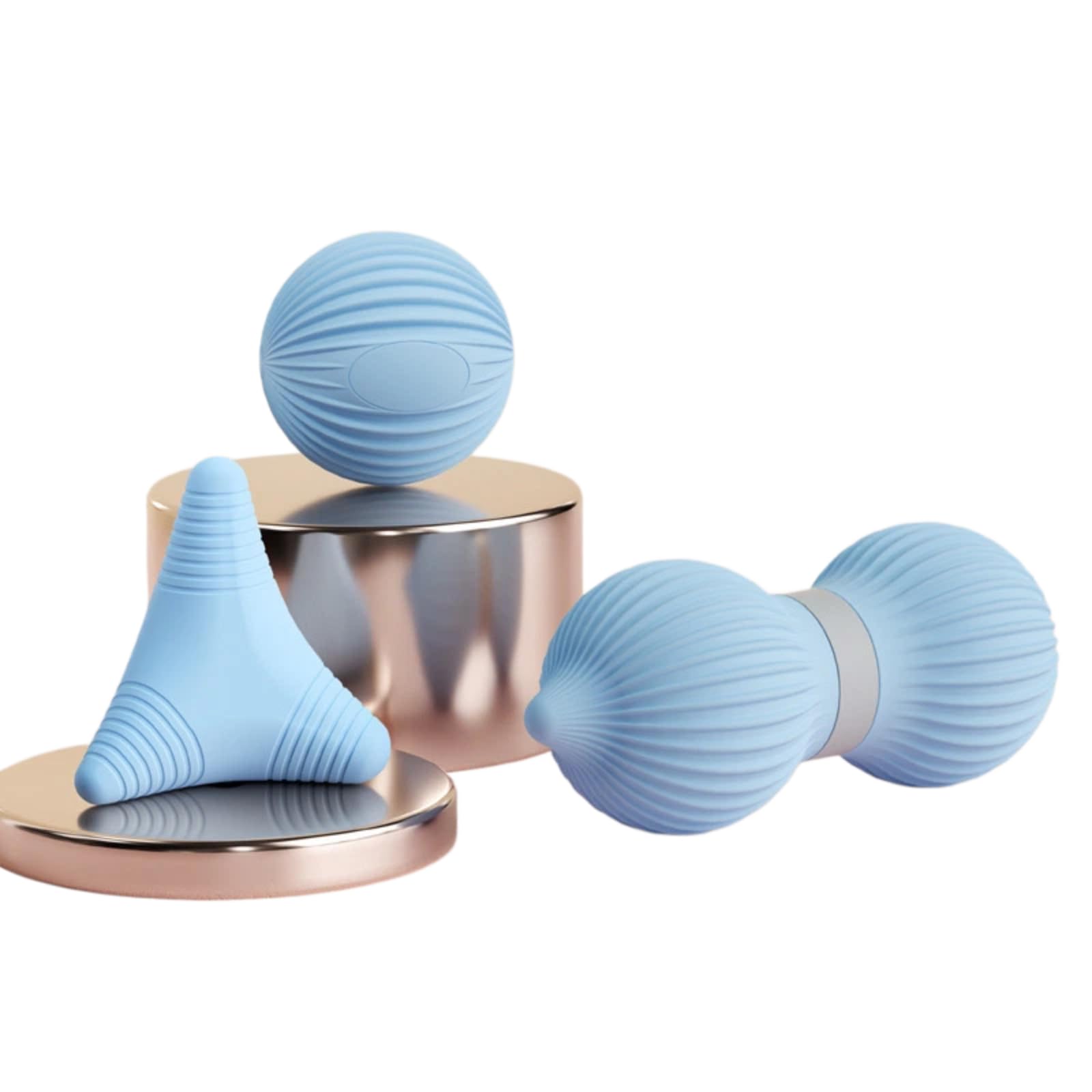 Gyios Peanut Massage Ball Fascia Set - Deep Tissue Trigger Point Therapy For Yoga, Pilates & Postpartum Recovery- Blue (3pcs)