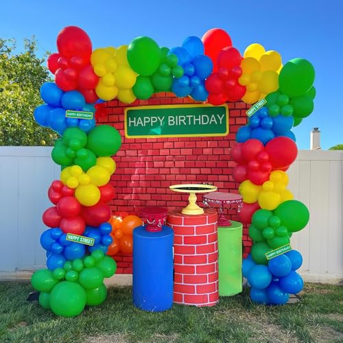 yeewaka Sesame Friends Birthday Party decorations 150+ Pcs Cartoon Theme primary color Balloon Garland Kit Red Blue Yellow Green Latex Balloon Arch For kid birthday supplies