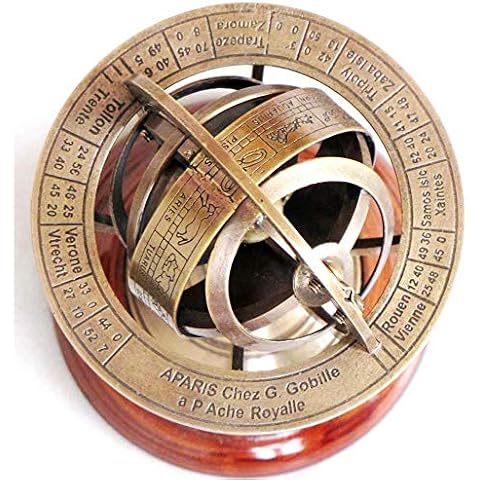 Brass Armillary Sphere on Wooden Base Cover