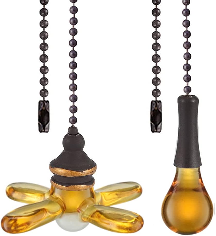 Ceiling Fan Pull Chain Decorative Extender,Glass Canary Yellow Fan Light Ornaments Extension Chains with Crystal Light Bulb and Fan for Ceiling Light Lamp Fan Chain（Orb Chain） - - 