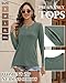 Sweetyweee Women's Maternity Nursing Shirt, Cotton Knit Long Sleeve Breastfeeding Top with Hidden Zipper Pregnancy Clothes(Green,Medium)