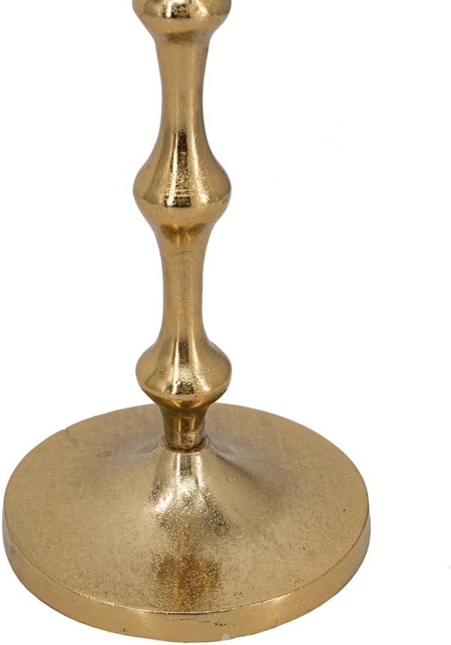 D5x19 Slender Aluminum Taper Candle Holder with Bead Accents, Bronze Finish Pedestal Candle Stand