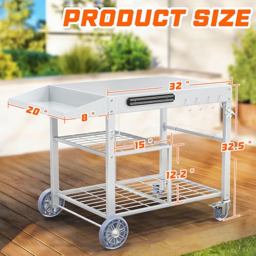 Image of COZEER Pizza Oven Table for Ooni Pizza Ovens, Outdoor Grill Table for Blackstone Griddle, Pizzas Stands with Wheels, Pizzas Oven Accessories for Party Fits Blackstone Ninja Cuisinart Gozney
