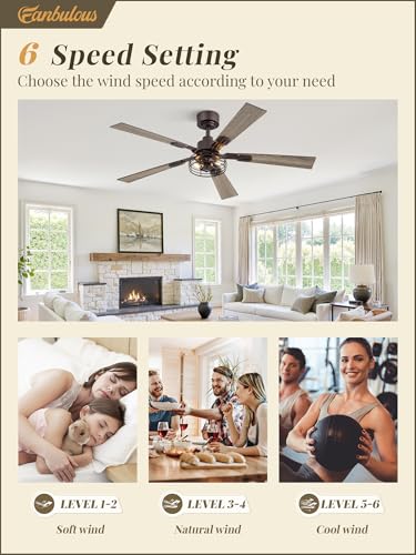 Image of Fanbulous 48 Inch Farmhouse Rustic Ceiling Fan with Light & Remote,2 Pack