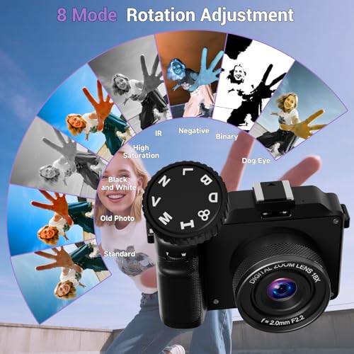 Cámara digital 4K 64MP con lente selfie y zoom 20X negra miniatura 5