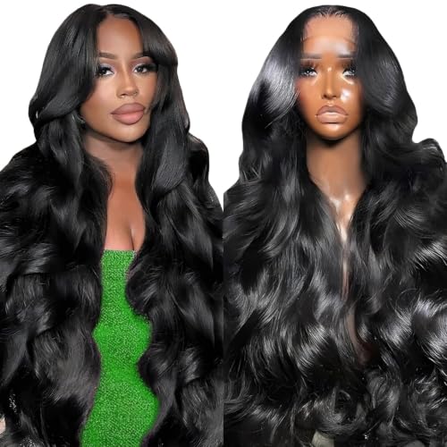 Starmo Body Wave 13x4 HD Lace Front Human Hair Wigs for Women 150% Density Glueless Natural Black 30 Inch