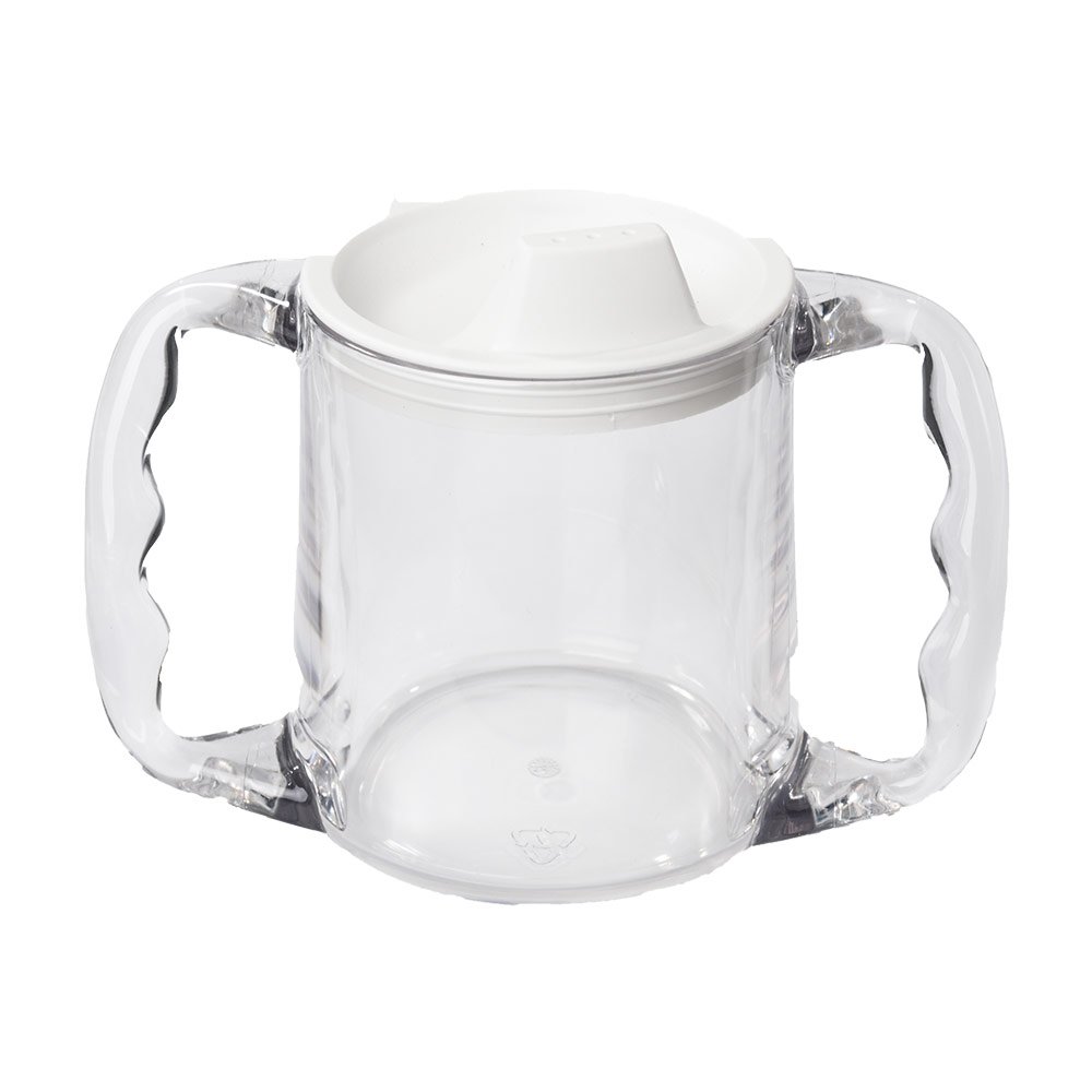 NRS Healthcare Gobelet en Plastique Équipé de 2 Poignées/Couvercle à Bec