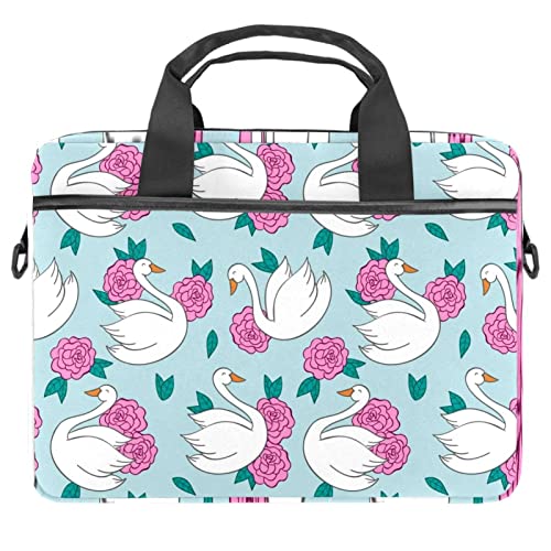 Sac bandoulière portable 13-14.5 pouces, housse ordinateur cygne