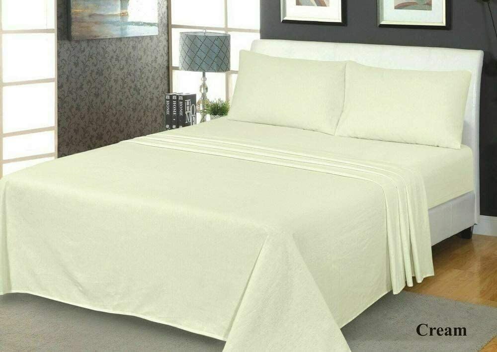 Northren Luxe Extra Deep Thermal Flannelette Fitted & Flat Sheet 100% Brushed Cotton - 32cm/13 inch Super Soft, Cozy, and Warm Bedding (Cream, Double Fitted Sheet) — image 1