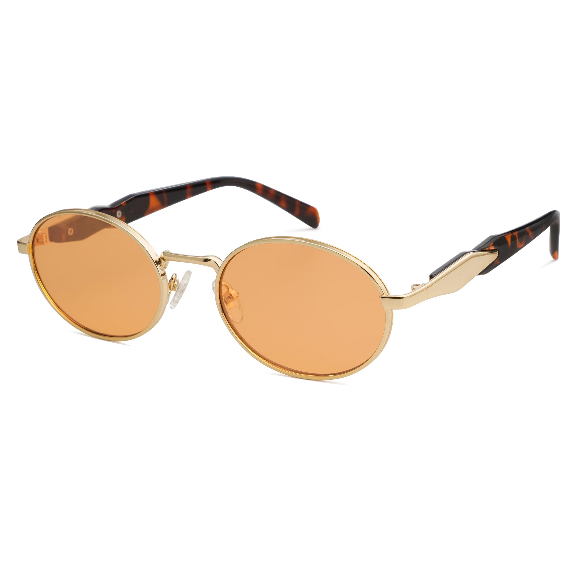 SOJOS Gafas de sol vintage ovaladas de metal para mujer y hombre, estilo retro, con protección UV400, SJ1224, dorado, Large