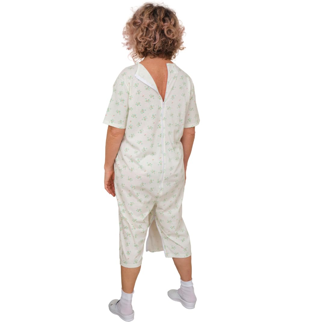 FERRUCCI COMFORT Pigiama Sanitario Estivo Maniche Corte Pantaloni Corti - 9012/6 - Cerniera sul Dorso e Interno Gambe, per Anziani, Alzheimer, Incontinenza