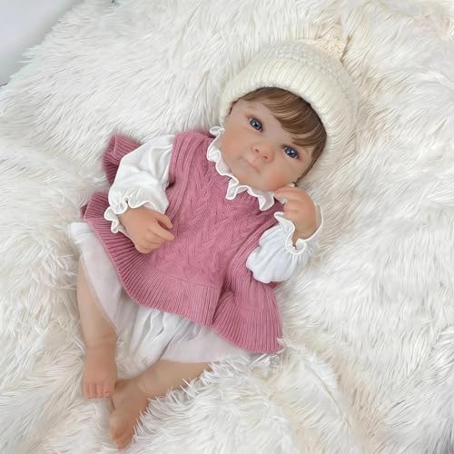 ROSHUAN Real Life - Muñecas de bebé de silicona de cuerpo completo de 18 pulgadas, muñecas de bebé recién nacidas, muñeca realista de vinilo suave con accesorios de juguete