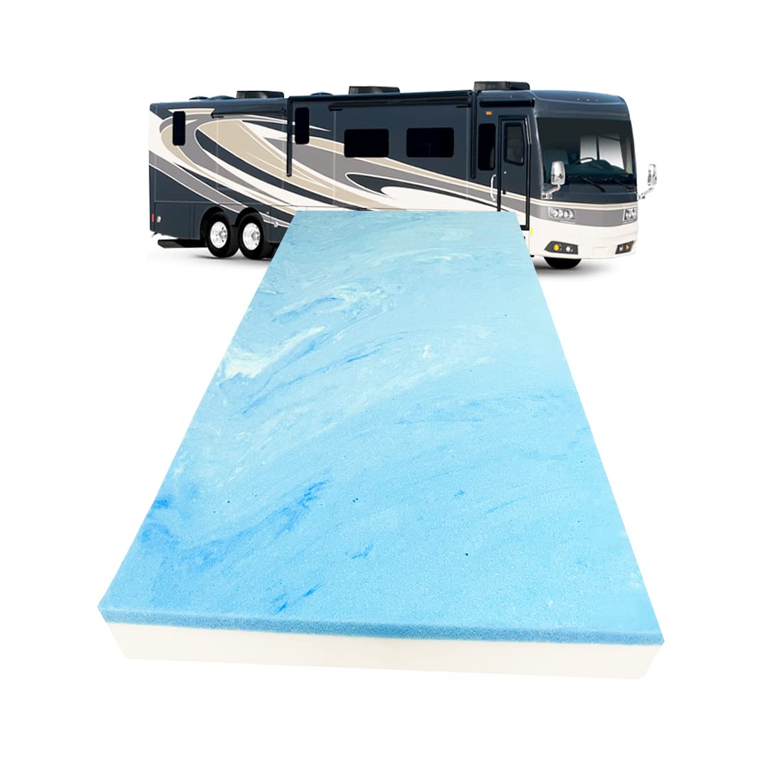 FoamRush 10-Inch Bunk (42" x 80") Cool Gel Memory Foam RV Mattress Replacement, Medium Firm, Comfort, Pressure Relief Support, Made in USA, Travel Camper Trailer Truck, Cover Not Included