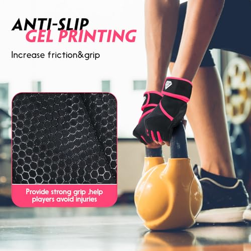 Image of Workout Gloves Gym Gloves Weight Lifting Gloves for Men Women with Full Palm Pad,Strong Wrist Wraps Support,Enhanced Grip,for Fitness,Training,Weightlifting,Exercise