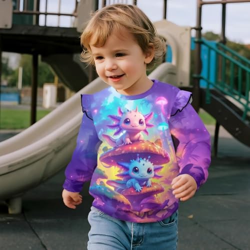 Xpyiqun Ruffle Sweatshirts Size 1-8 Crew Neck Pullover Tops for Girls Long Sleeve T-Shirts Graphic Clothes4