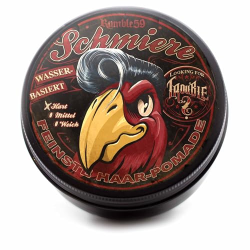 Rumble59 - Schmiere Pomade für Männer - Looking for Trouble mit blumig-holzigem Duft - 250 ml starker Halt - wasserbasierte Haar Pomade auswaschbar - Hairstyling Made in Germany