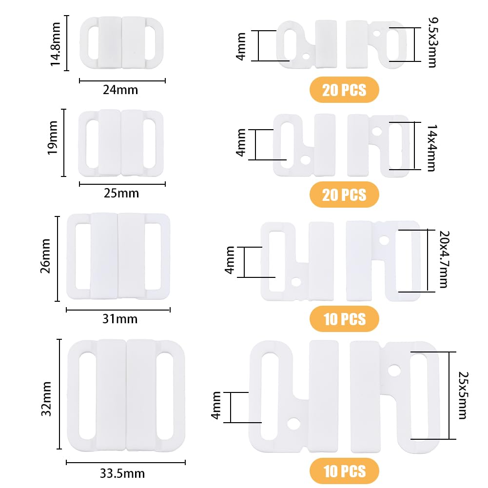 3 Set Di Clip Trasparenti Per Costume Da Bagno, Fermagli In Plastica 20 Mm