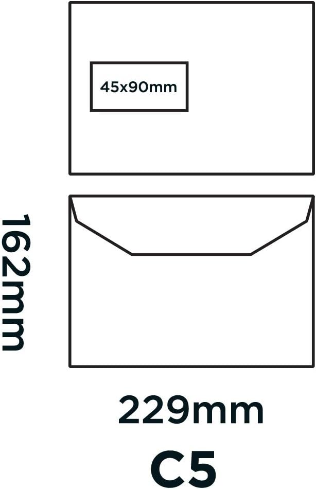 Blake Premium Postfast C5 162 x 229 mm 90 GSM Gummed Mailing Wallet Window Envelopes (PF708DG) White - Pack of 500