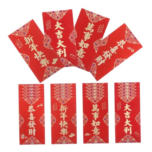 CHICAMPERA 24個新年用中式喜??包 厚手紙製お年玉袋 春祭り用幸運の赤封筒 多用途現入れ伝統文化を映すデザイン