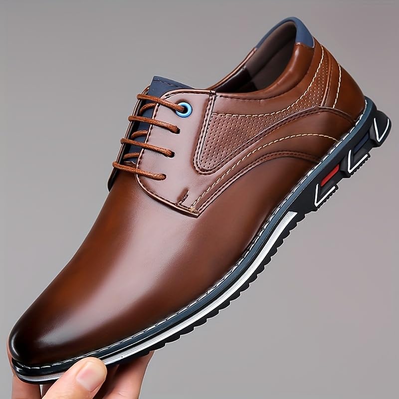 Men's Plus Size PU Leather Casual Shoes - Wear-Resistant, Non Slip Lace-up Dress Shoes for Office and Daily Wear4
