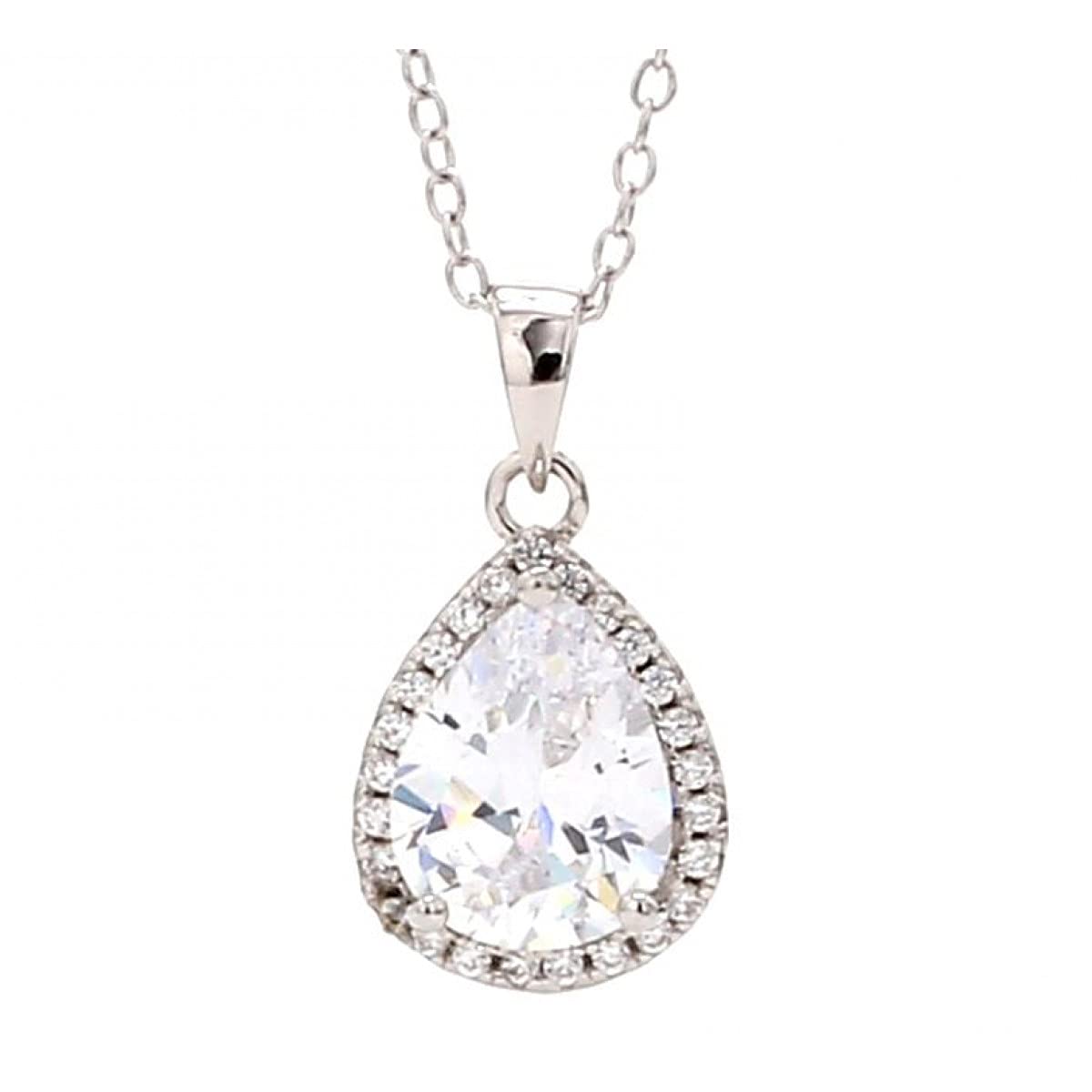 Ornate Jewels 925 Silver Pear Red Ruby and AAA Grade American Diamond Halo Pendant Necklace with 18 Inch Chain for Women and Girls Jewellery Gifts (B07RHZMS4S) Amazon Price History, Amazon Price Tracker