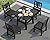 AMERLIFE 5 PCS Outdoor Dining Set with 4 Chairs, 36.8'' HDPE Outdoor Table and Chairs, Patio Dining Table Set with Umbrella Hole for Garden, Backyard and Poolside, Black