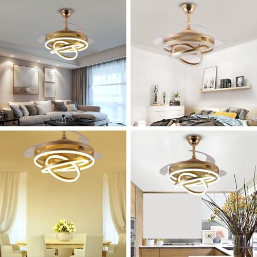 Image of blissbells Modern Black Ceiling Fan with LED Light, 3-Blade Design, Remote Control, Contemporary Style for Living Room, Dining Room (Ring Style)