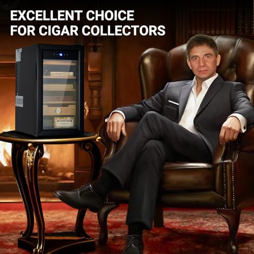 Cigar Humidor Cabinet 300 Count, 3 in 1 50L Electric Humidor with Hygrometer, Humidifier, Cooling Fan & Spanish Cedar Lining, Lights Control System, Desktop Multi Large Drawers, Gift for Cigar Lovers