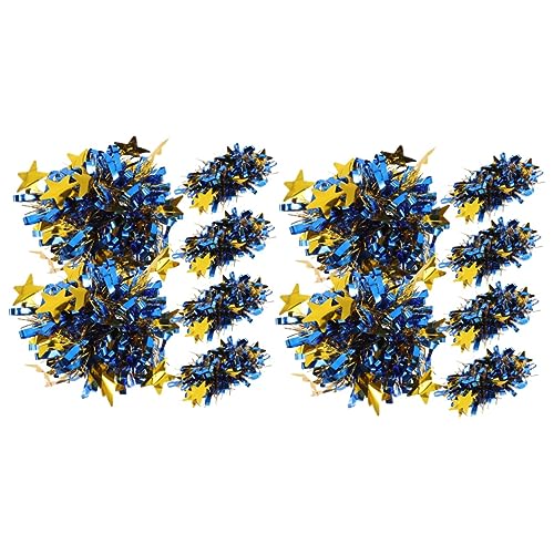 Sosoport 12pcs Cheerleading Pompoms Stretchy Bungee Band Eye-catching Metallic Foil Wrist Flowers for Dance Sports Events and