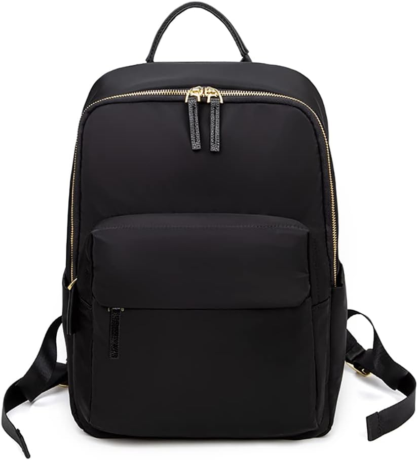 Mn&Sue Nylon Backpack Purse for Women Lightweight Travel Bag Fashion Design Ladies Shoulder Purse Casual Daypack Shoulder Bag (#A Black)