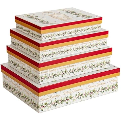 4PCS Christmas Gift Boxes with Lids Cover