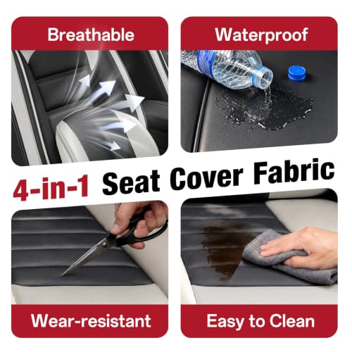 Image of Leather Deluxe Front Seat Covers for Toyota Camry 2015-2026, Gray-White