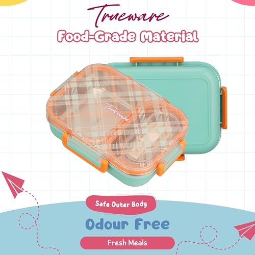 Image of Trueware Cool Touch 304 Stainless Steel PU Insulated Lunch Box with Two Compartment BPA Free, Food Grade Ideal for School, Picnic, Office & Outdoor - 540ml