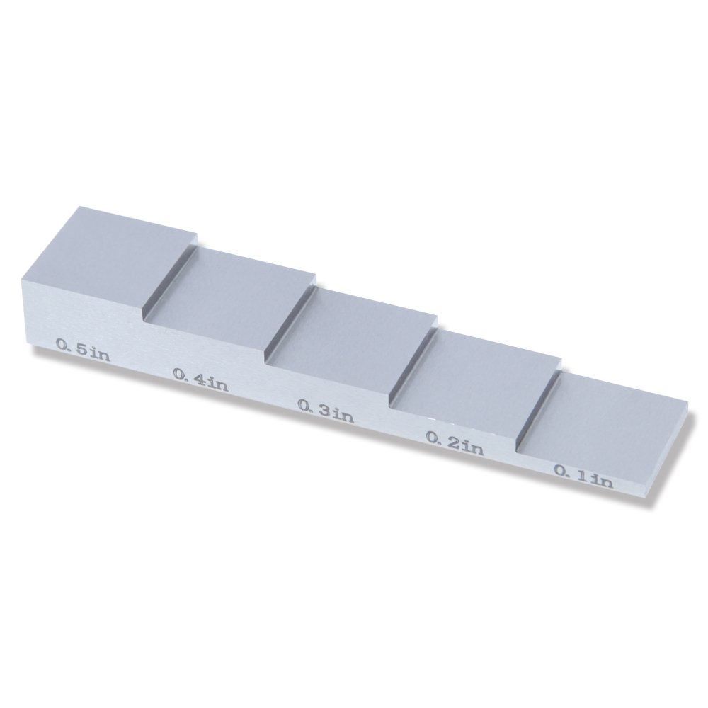 5 Step Ultrasonic Calibration Test Block, 304 Stainless Steel - 0.1inch, 0.2inch, 0.3inch, 0.4inch, 0.5inch