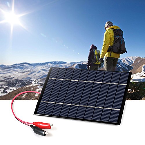 Decdeal Solarpanel Solarmodul Solarzelle Photovoltaik mit Krokodilklemmen 2.5W 5V
